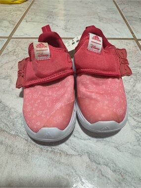 adidas Kids Pink Slip-On Sneakers with Bow Accent